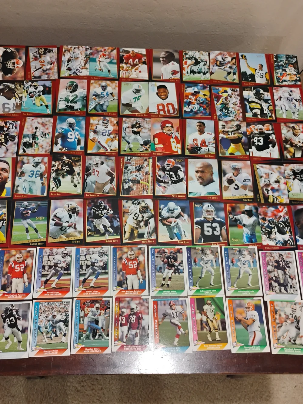 Variety Of Vintage Football Trading Cards